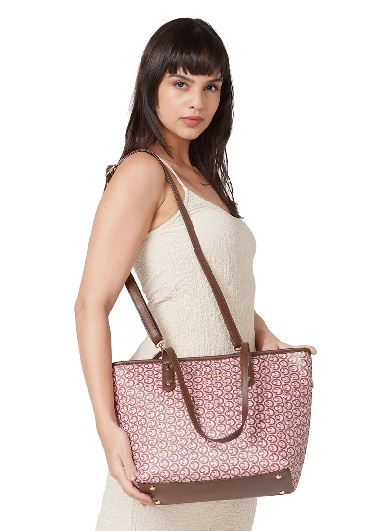 CAPRESE Caprese Callie Printed Brown Faux Leather Large Tote Handbag