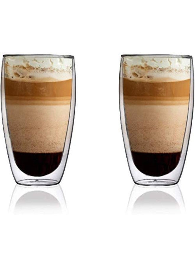 Excellence - 6 Pieces Double Wall Glasses Coffee Cup Large 350ML - Image 1