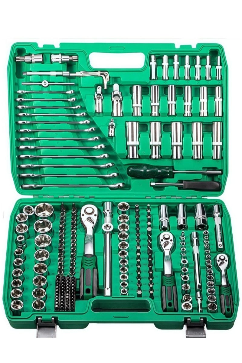 ET-LIFE 216pcs Car Mechanic Socket Tool Kit Set Car Repair Tool - 1/4" 3/8" 1/2" Drive Socket Set, Ratchet Socket Wrench Set with Quick Released Reversible Ratchet, Sockets for Home or Automobile Maintenance - Image 1