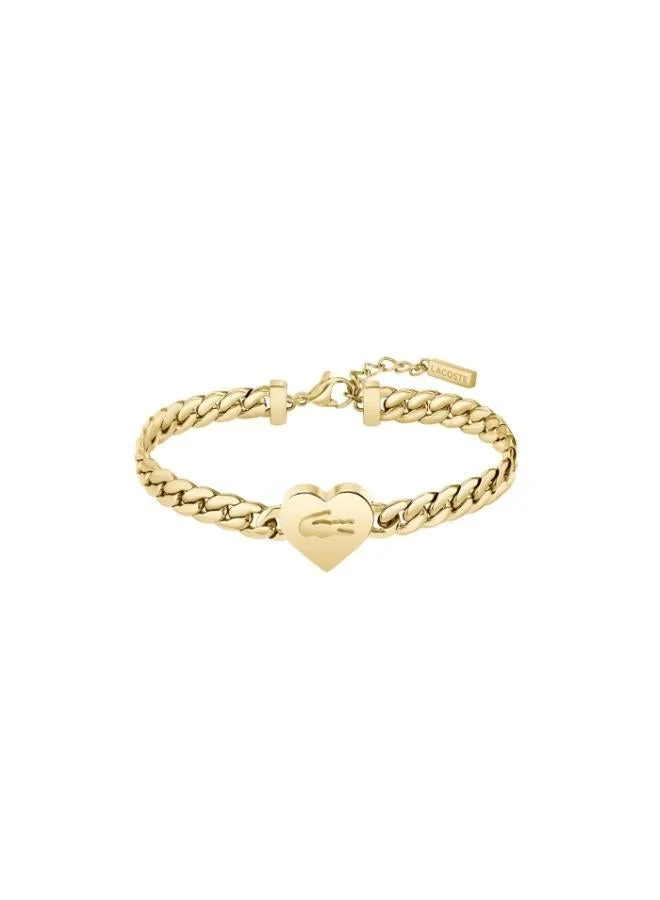 Love My Croc Collection Chain Bracelet For Women In Yellow Gold With A Heart Charm - 2040464