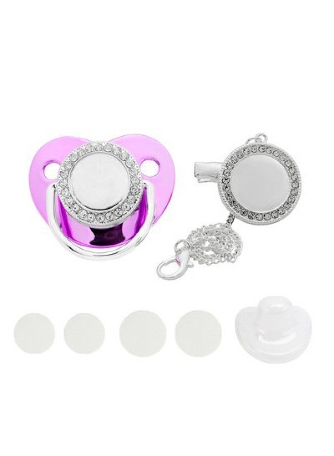 Popular Baby Pacifier With Diamond Chain Play Mouth Silicone Sleeping-shaped Thermal Transfer Blank Nipple