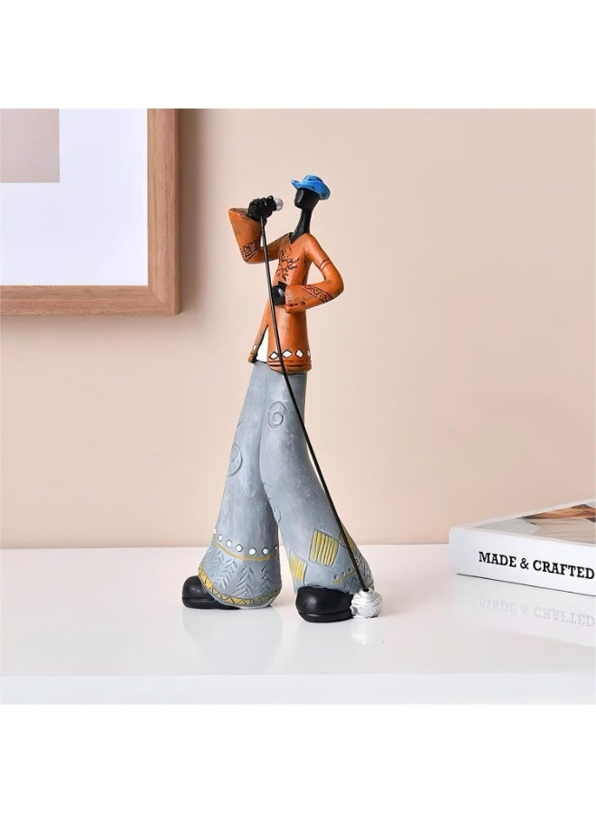 Retro Band Singer Resin Statue, Abstract Musician Figurine, 28cm Tall - Image 1