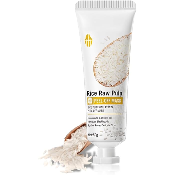 Rice Raw Pulp Peel-Off Facial Mask, Moisturizing, Clean & Control Oil, Gently Remove Blackheads Tear-Off Peel off Lifting Face Mask, Deep Nourishment & Pore Tightening for All Skin Types
