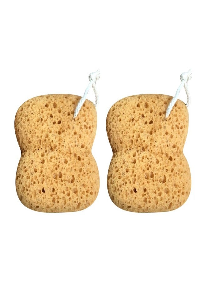 GSHLLO 2 Pcs Yellow Shower Sponges Honeycomb Bath Sponges Body Exfoliating Cleaning Sponges Foam Loofah Sponge Soft Bathing Scrubbers Exfoliators with Hanging Loop for Adults Kids - Image 1