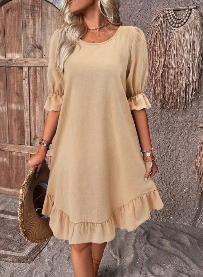 SIMPLEE Spring Summer Retro Cotton Linen Swing Dress