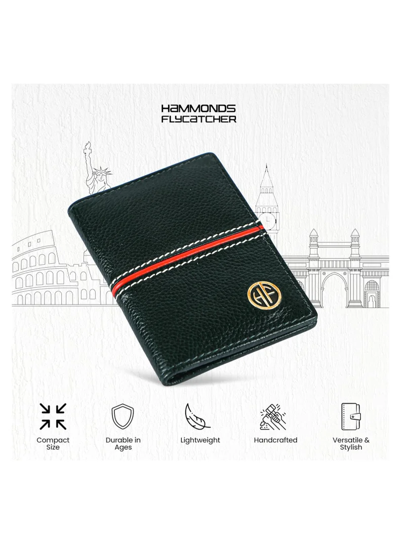 HAMMONDS FLYCATCHER Card Holder Wallet for Men and Women Leather - RFID Protected - 6 Slots for ATM Credit/Debit Card - Green - Slim Bi-Fold Card Wallet - ATM Card Holder for Men/Women | C23B