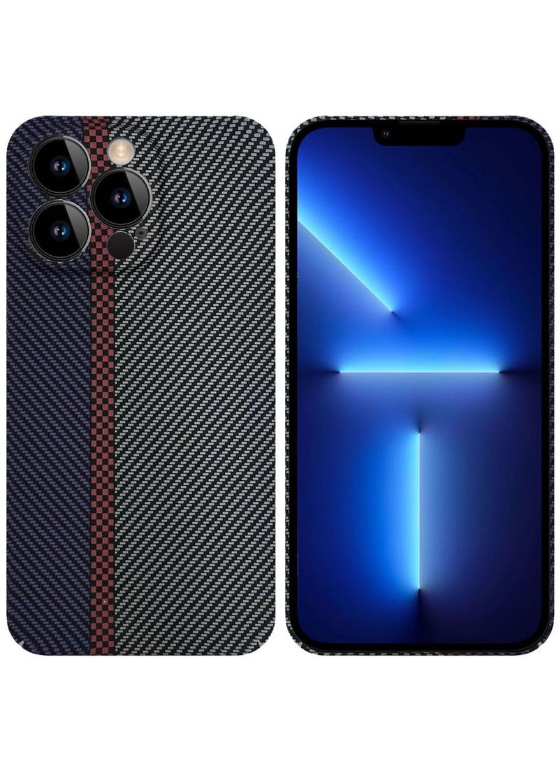 CATANES - iPhone 13 Pro Carbon Case Unique Design Mixed Amazing Color Aramid Carbon Fiber Phone Case Blue - Image 1