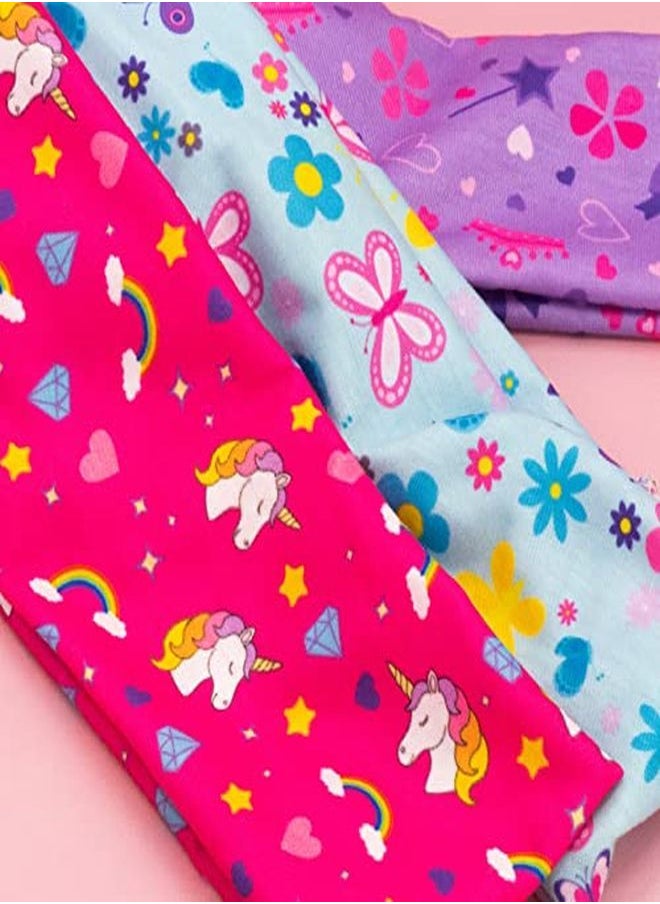 FROG SAC - 3 Wide Headbands For Girls Soft Stretch Fabric Butterfly Unicorn Heart Headband For Kids Princess Tiara Elastic Hair Accessories Athletic Yoga Girl Head Bands - Image 1