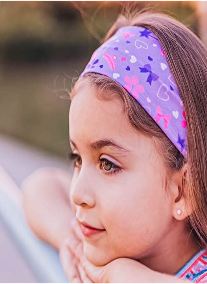 FROG SAC - 3 Wide Headbands For Girls Soft Stretch Fabric Butterfly Unicorn Heart Headband For Kids Princess Tiara Elastic Hair Accessories Athletic Yoga Girl Head Bands - Image 1