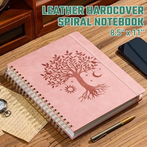Ovesmusl Hardcover Spiral Notebook 8.5" x 11" with 5 Removable Dividers 300 Pages Leather 5 Subject Notebook College Ruled 100GSM Large Spiral Notebooks for Work Thick Lined Journal for Women, Pink - Image 4
