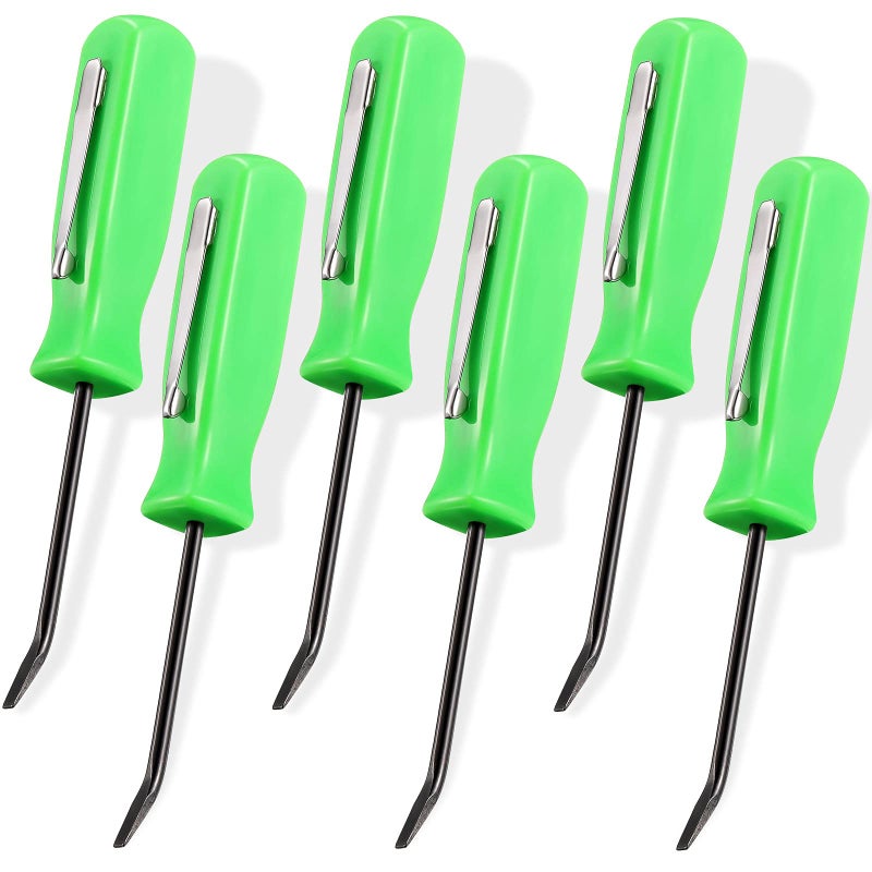 Zhehao 6 Pieces Mini Pocket Pry Bar Green Pocket Bar with Clip Set 4.5 Inch Length Mini Pry Tool for Home Office Car Repair Gadgets Mechanics Electricians Technicians (Green) - Image 1