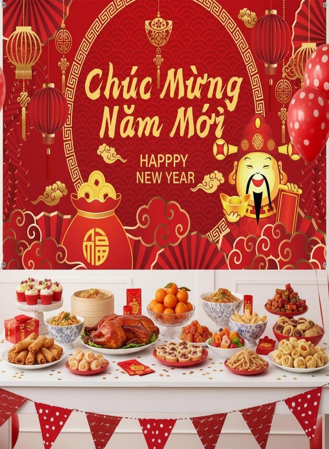 SmoothNovelty 6x4 ft Vietnamese New Year Backdrop Vietnamese Lunar New Year Decorations 2026 TET Decorations for Holiday Spring Festival Party - Image 3