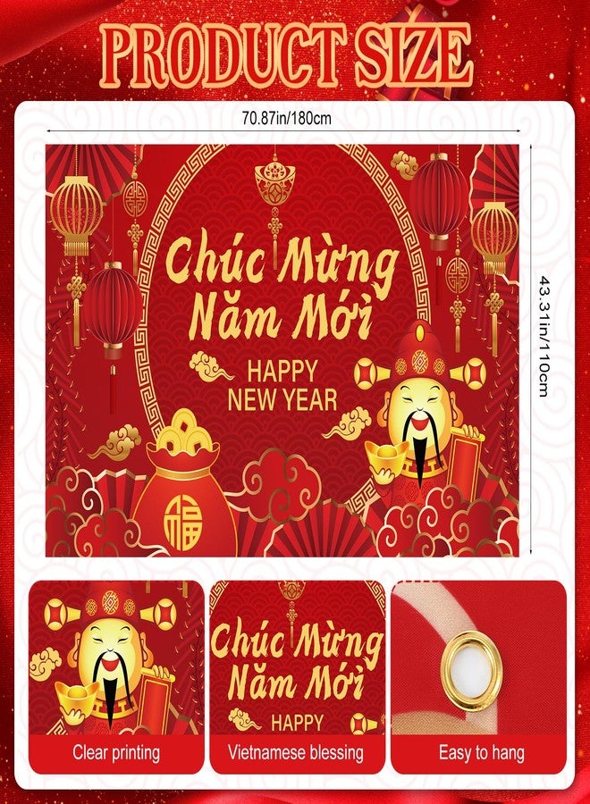 SmoothNovelty 6x4 ft Vietnamese New Year Backdrop Vietnamese Lunar New Year Decorations 2026 TET Decorations for Holiday Spring Festival Party - Image 2