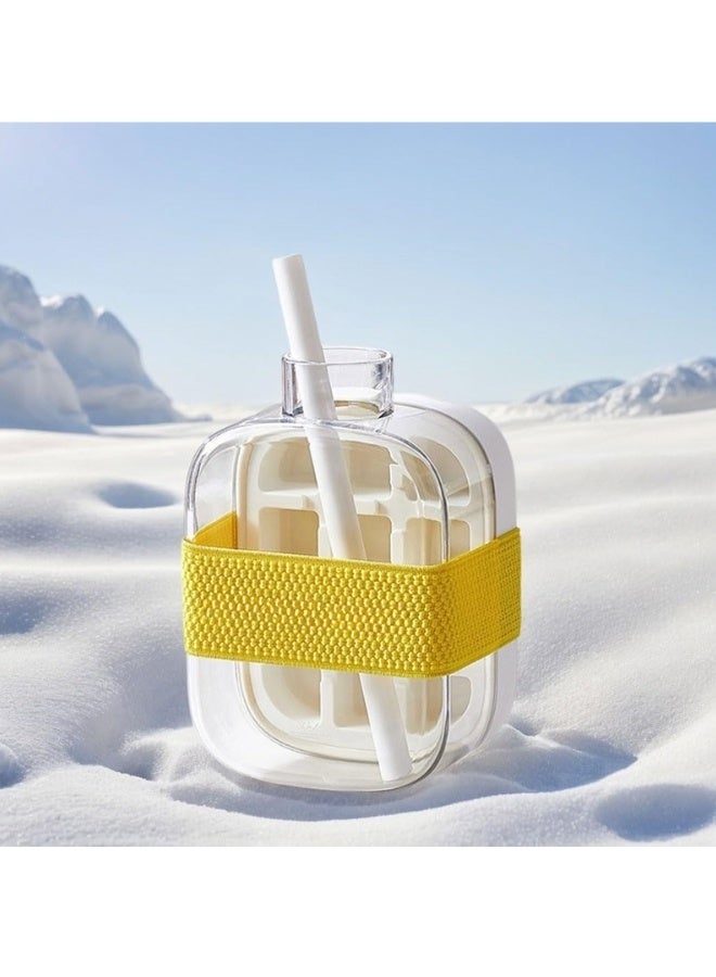 Happy Home Ice Cube Bottle, 2 in 1 Ice Cube Tray Water Bottle with Lid and Bin, Ice Cube Making Bottle, Easy Press to Release Silicone Ice Cube Tray for Juice Beverages Coffee (White, 500 ML) - Image 4