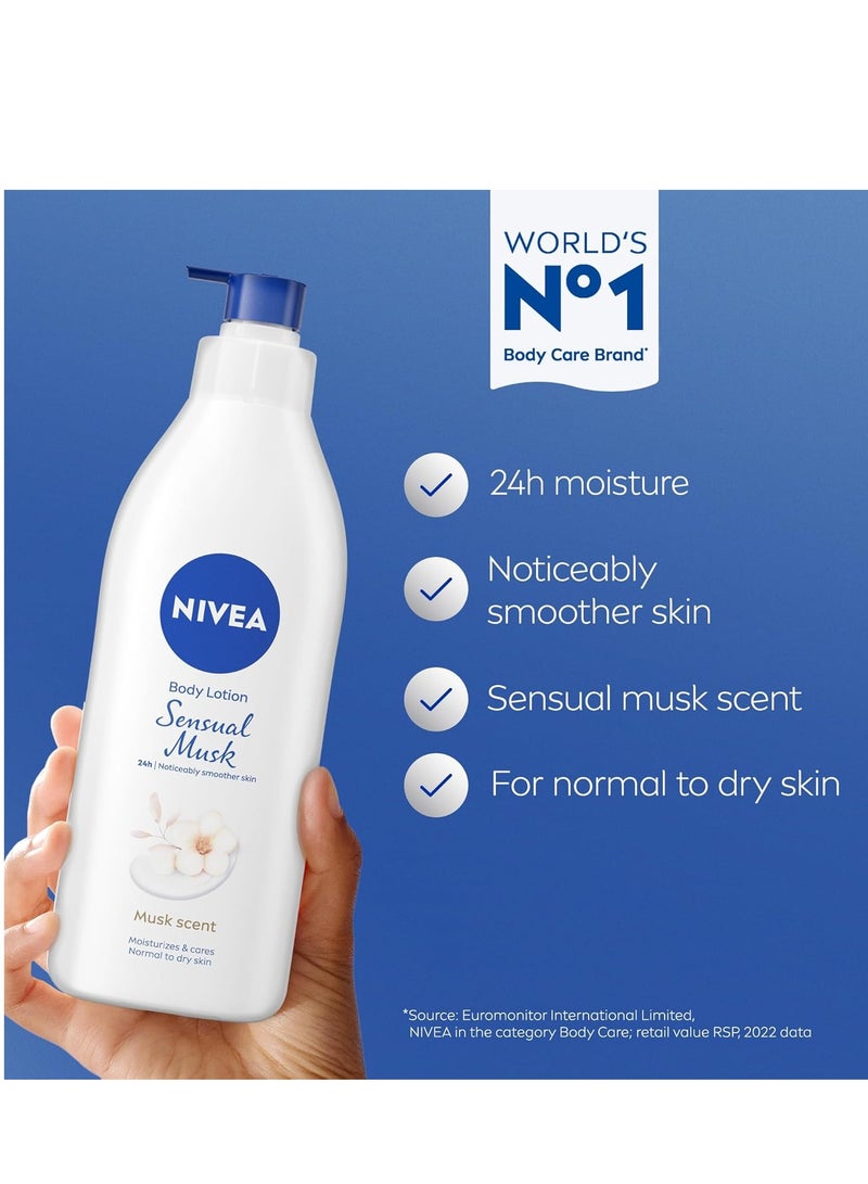 نيفيا لوشن الجسم – مسك سينشوال، 400 مل | ترطيب عميق لمدة 24 ساعة لبشرة ناعمة وملساء | للبشرة العادية إلى الجافة - Image 2