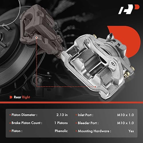A-Premium Disc Brake Caliper Assembly with Bracket Compatible with Select Cadillac, Chevy and GMC Models - Silverado 1500 2003-2006, Sierra 1500 2003-2007, DeVille, DTS - Rear Right Passenger - Image 2