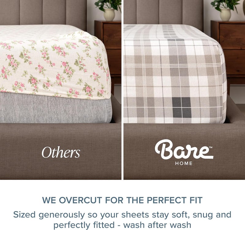 Bare Home Flannel Sheet Set 100% Cotton, Velvety Soft Heavyweight - Double Brushed Flannel - Deep Pocket (California King, White) - Image 5