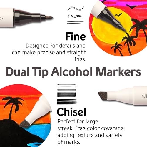 NUOVI Art Markers 36 Shades | Super Blendable Alcohol Based Ink, Smudge Free Colors | Dual Tip Fine & Chisel Tip Markers for Drawing, Colouring & Sketching - Image 3
