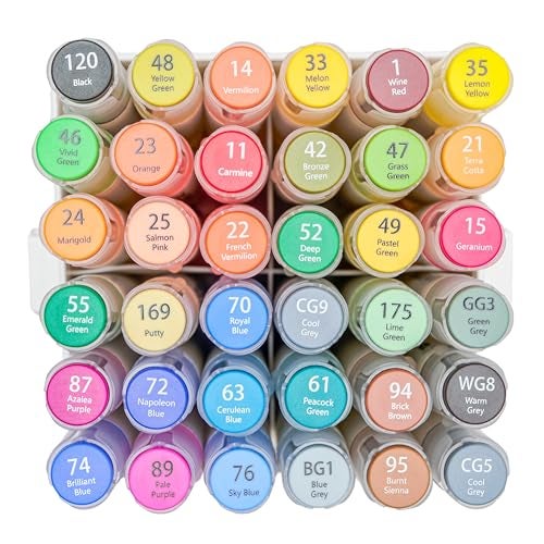 NUOVI Art Markers 36 Shades | Super Blendable Alcohol Based Ink, Smudge Free Colors | Dual Tip Fine & Chisel Tip Markers for Drawing, Colouring & Sketching - Image 2