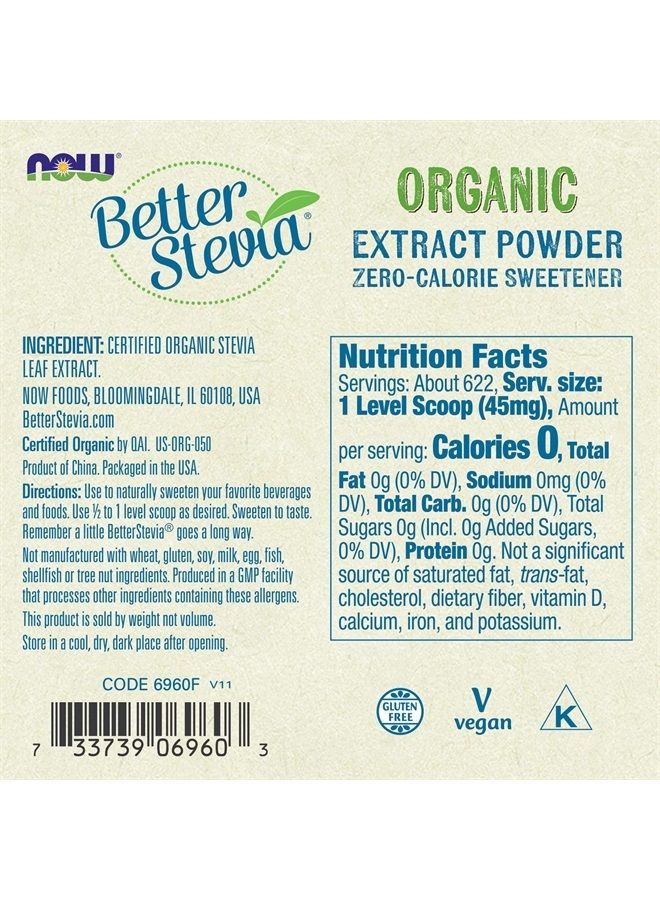 now Foods, Certified Organic Better Stevia, Extract Powder, Zero-Calorie Sweetener, Certified Non-GMO, 1-Ounce(Pack of 2)  - Image 2