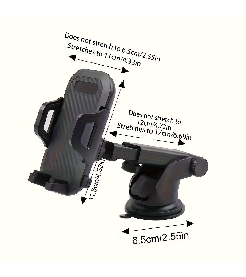 Black 360 Degree Rotating Dual Purpose Car Phone Holder With Soft PVC And Self Adhesive Mount For All Car Models - Image 3