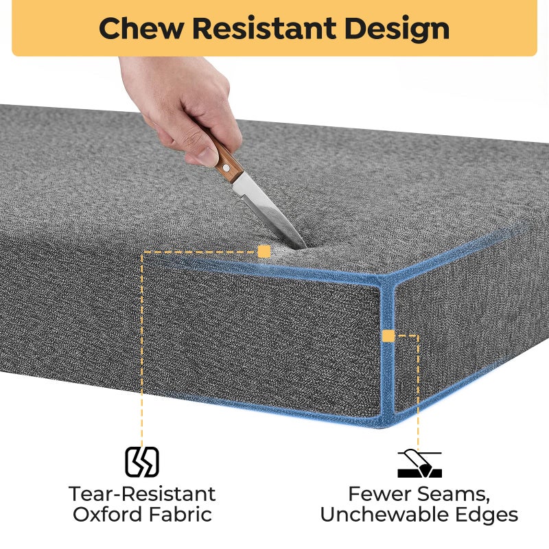 Veehoo Chew Proof Dog Bed for Crate, Indestructible Dog Crate Bed for Aggresive Chewers, Extra Large Tough Chew Resistant Pet Pad with Hidden Zipper, Removable Washable Cover - Image 2