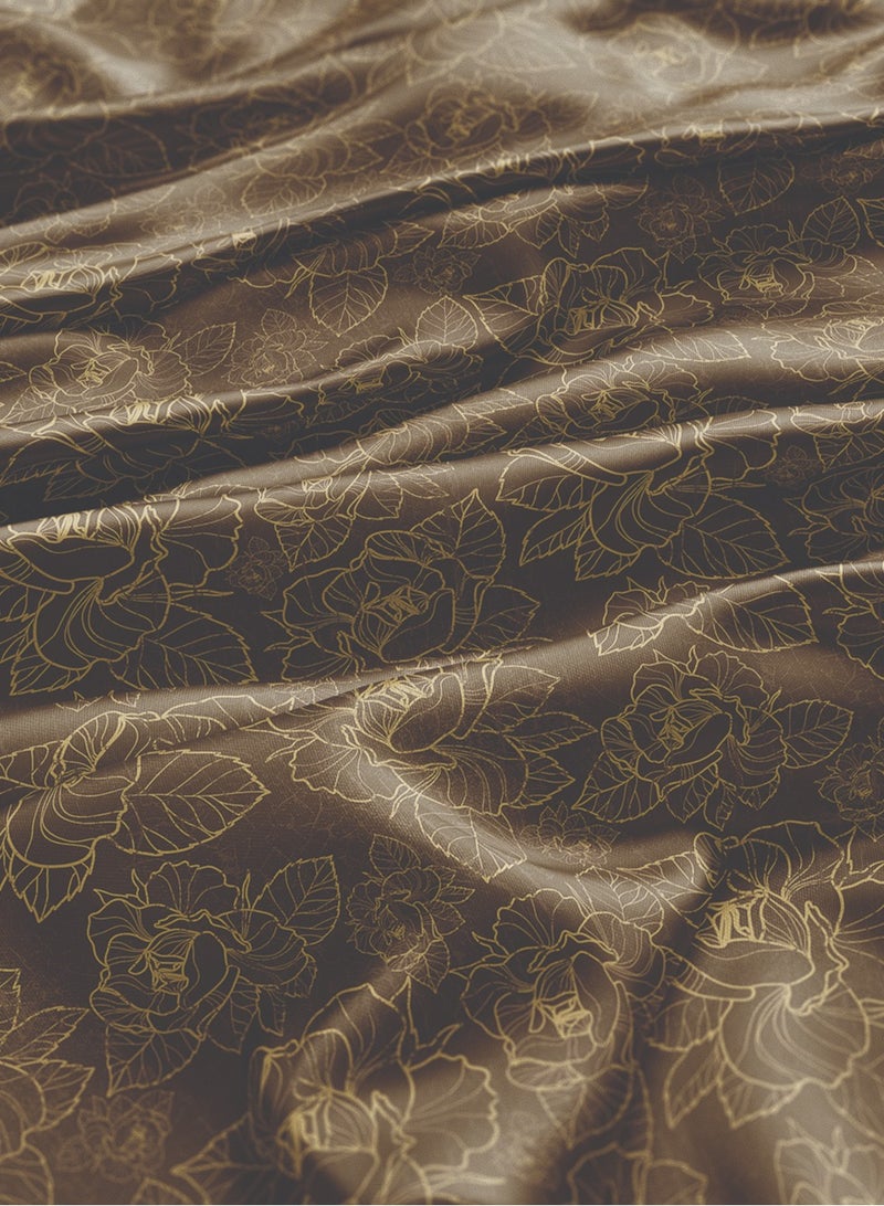 Vellato Al Lail Aramny Silk Fabric By The Yard Gold Brown Floral Design Jalabiya Makhweer Dressmaking 58 Inches Width - Image 3