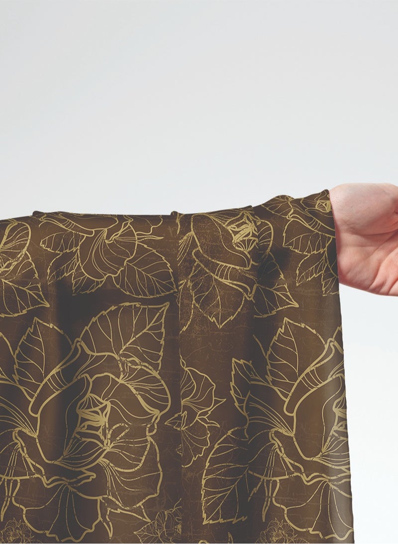 Vellato Al Lail Aramny Silk Fabric By The Yard Gold Brown Floral Design Jalabiya Makhweer Dressmaking 58 Inches Width - Image 1