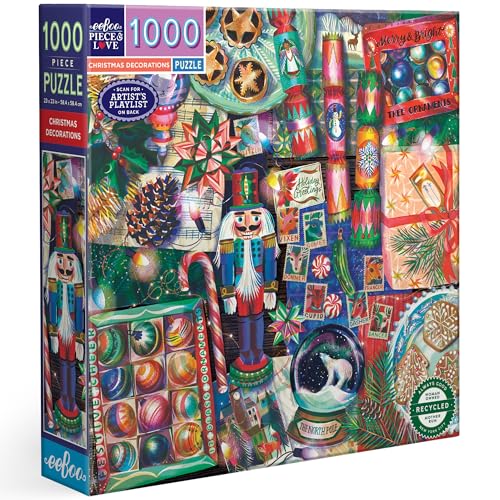 eeBoo 1000 Piece Puzzle Christmas Decorations Jigsaw Puzzle for Adults Square 23 x 23 Made with Recycled Board VegetableBased Ink - Image 1