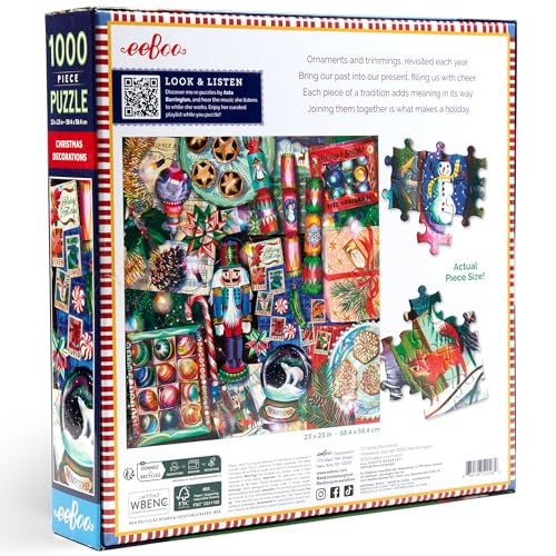 eeBoo 1000 Piece Puzzle Christmas Decorations Jigsaw Puzzle for Adults Square 23 x 23 Made with Recycled Board VegetableBased Ink - Image 5