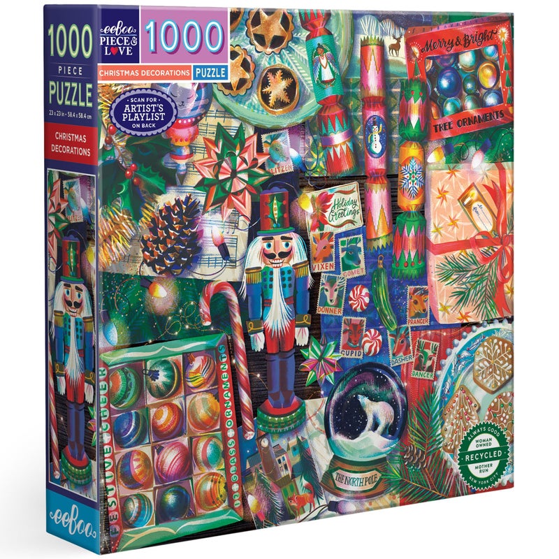 eeBoo 1000 Piece Puzzle Christmas Decorations Jigsaw Puzzle for Adults Square 23 x 23 Made with Recycled Board VegetableBased Ink - Image 3