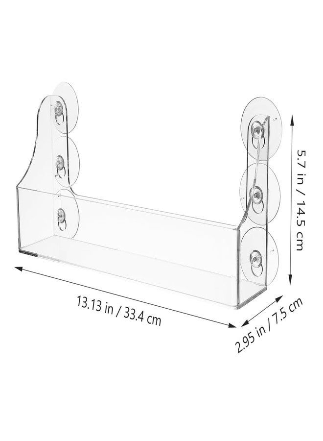Amosfun Acrylic Suction Cup Beverage Shelf 5-Bottle Drink Organizer for Refrigerator Kitchen Bathroom Suction Cup Storage Holder 13.14 X 5.70 X 2.95 Inches - Image 2