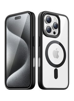 Generic Magnetic Case for iPhone 16 Pro Max 6.9-Inch Compatible with MagSafe, Shockproof Phone Bumper Cover, Solid Color Matte TPU Frame, Anti-Scratch Clear Back (Black)  - Image 1