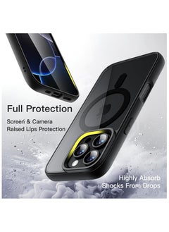 Generic Magnetic Case for iPhone 16 Pro Max 6.9-Inch Compatible with MagSafe, Shockproof Phone Bumper Cover, Solid Color Matte TPU Frame, Anti-Scratch Clear Back (Black)  - Image 4