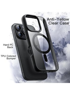 Generic Magnetic Case for iPhone 16 Pro Max 6.9-Inch Compatible with MagSafe, Shockproof Phone Bumper Cover, Solid Color Matte TPU Frame, Anti-Scratch Clear Back (Black)  - Image 5