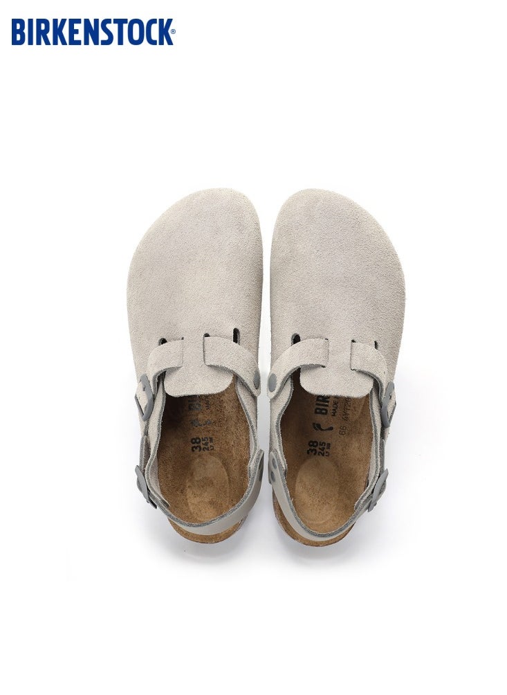 بيركنستوك BIRKENSTOCK Large Buckle Men's and Women's Suede Boston Mule Slippers (باللغة الإنجليزية)  - Image 4