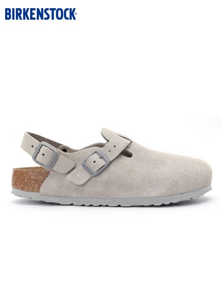 بيركنستوك BIRKENSTOCK Large Buckle Men's and Women's Suede Boston Mule Slippers (باللغة الإنجليزية)  - Image 2