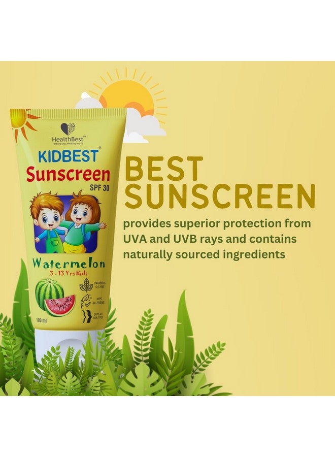 HealthBest Kids Watermelon Cooling Sunscreen Spf 30, Pa+++, 100 Ml - Vegan, Boosts Vitamin D Absorption, Prevents Tanning, Hydrates All Skin Types  - Image 3