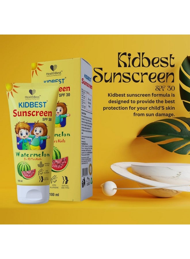 HealthBest Kids Watermelon Cooling Sunscreen Spf 30, Pa+++, 100 Ml - Vegan, Boosts Vitamin D Absorption, Prevents Tanning, Hydrates All Skin Types  - Image 4