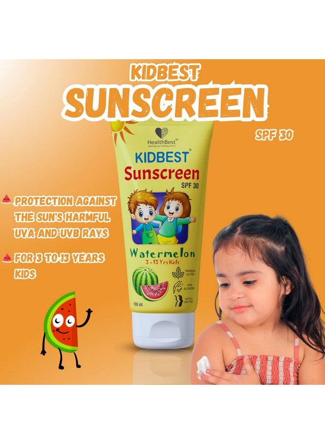 HealthBest Kids Watermelon Cooling Sunscreen Spf 30, Pa+++, 100 Ml - Vegan, Boosts Vitamin D Absorption, Prevents Tanning, Hydrates All Skin Types  - Image 2