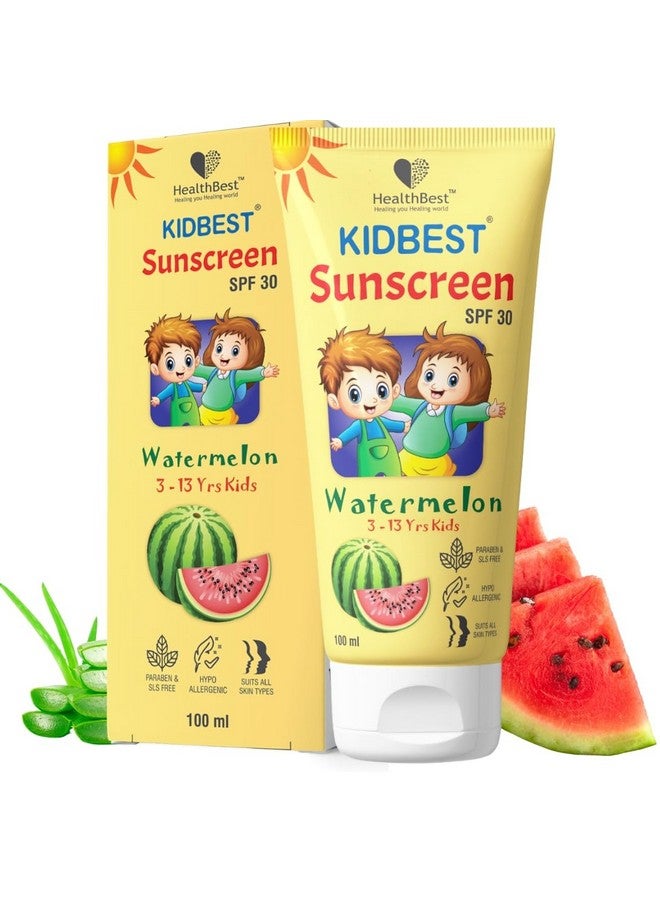 HealthBest Kids Watermelon Cooling Sunscreen Spf 30, Pa+++, 100 Ml - Vegan, Boosts Vitamin D Absorption, Prevents Tanning, Hydrates All Skin Types  - Image 1