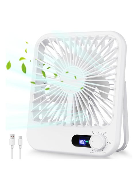 Face Fan Compact and Quiet, Portable Travel Fan Rechargeable with Digital Display with Variable Speed Knob, Desktop Fan for Travelling Office Home Use