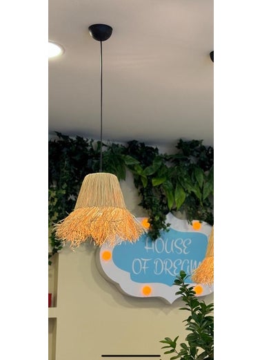 Maison Avf 3 Raffia Wicker Handmade Bohemian Design Pendant Chandelier (3 Pieces) 