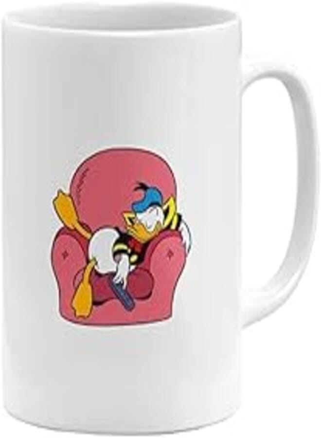 RYN PRINTED DESIGN Daisy Duck Printed Coffee Mug White/Pink/Yellow 11ounce