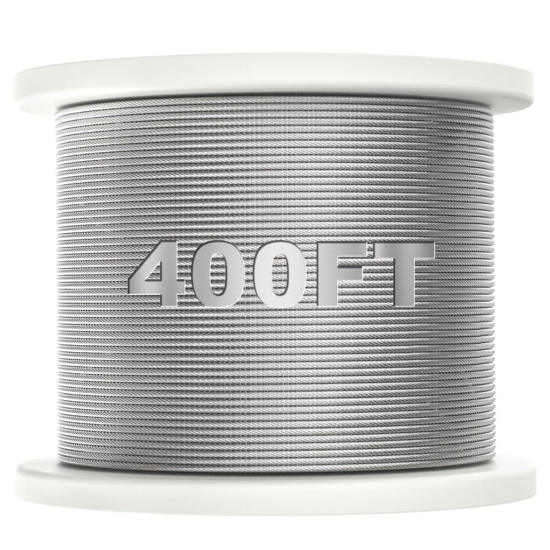 BLIKA 400FT 1/8" Stainless Steel Cable, T316 Marine Grade, Stainless Steel Wire Rope 7x7 Strands Construction, 1850lbs Breaking Strength Aircraft Cable for Deck Cable Railing, DIY Balustrades - Image 1
