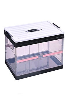 KASTWAVE Foldable Plastic Storage Box With Lid Upgrade Multifunction Transparent Collapsible Storage Bins Stackable Clear Latch Storage Box with Handle Clear Black  - Image 3