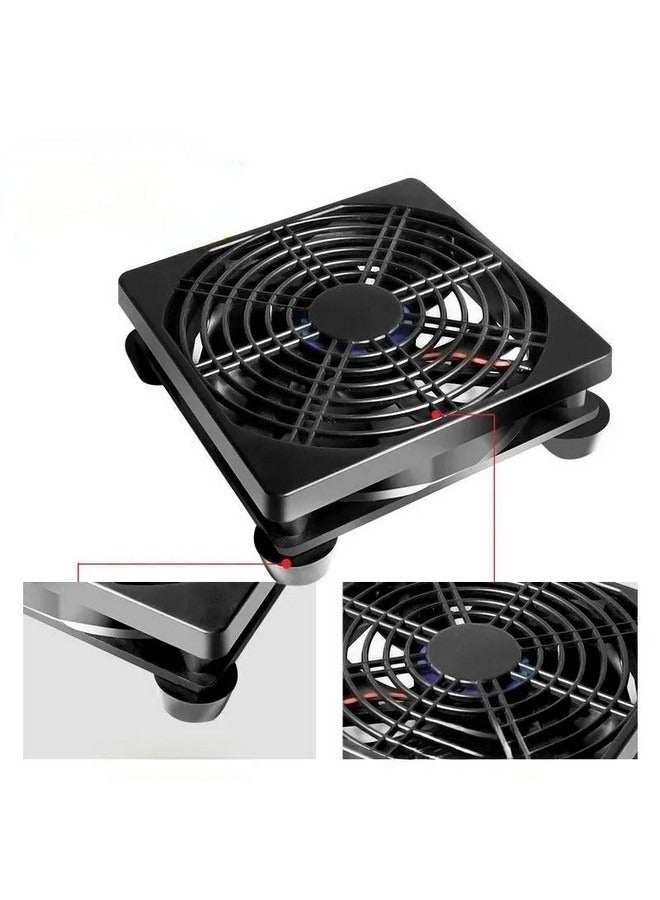 مروحة تبريد جهاز التوجيه تصميم هادئ، صندوق فك التشفير البصري للقطط، قاعدة حامل مشعاع التبريد، جهاز توجيه تدفق الهواء العالي الصامت، بالوعة الحرارة لصندوق تلفزيون مبرد الكمبيوتر - Image 4