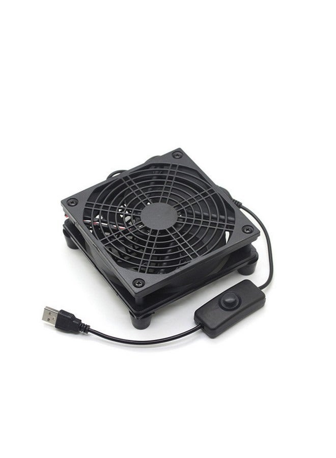 مروحة تبريد جهاز التوجيه تصميم هادئ، صندوق فك التشفير البصري للقطط، قاعدة حامل مشعاع التبريد، جهاز توجيه تدفق الهواء العالي الصامت، بالوعة الحرارة لصندوق تلفزيون مبرد الكمبيوتر - Image 1