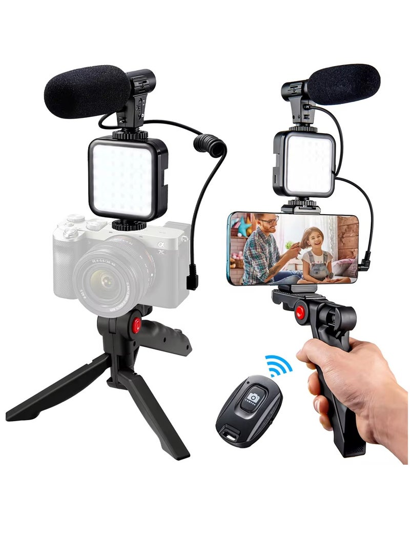 Video Making Kit | RGB Smartphone Vlogging Kit Tripod with Adjustable LED Light & Wireless Microphone - Image 3