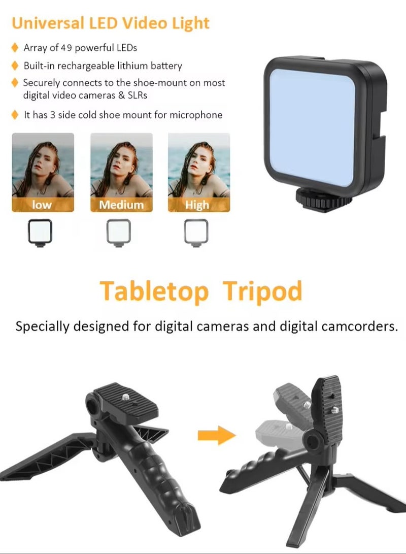 Video Making Kit | RGB Smartphone Vlogging Kit Tripod with Adjustable LED Light & Wireless Microphone - Image 2